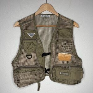 Columbia PFG Fly Fishing Vest Unisex M/L Tan Utility Hunting Outdoors Camping